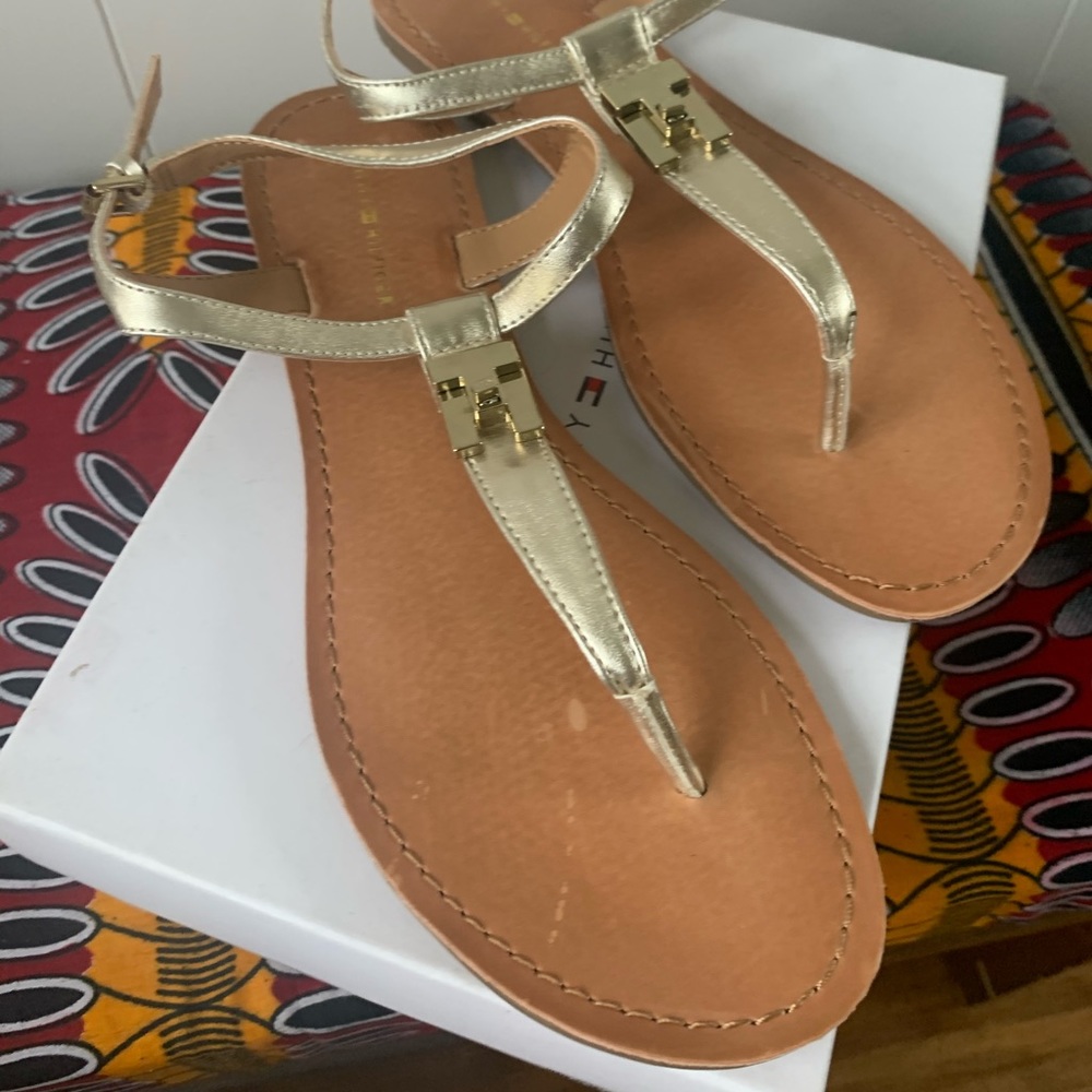 Tommy Hilfiger Gold Sandals New in Box